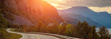 Mountain road at sunset