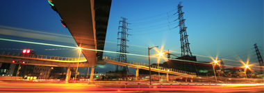 Long exposure shot of transmission tower
