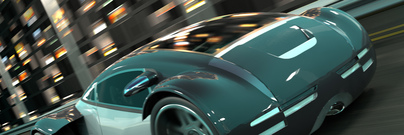 Car driving around the corner