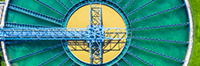 Aerial top view recirculation solid contact clarifier sedimentation tank