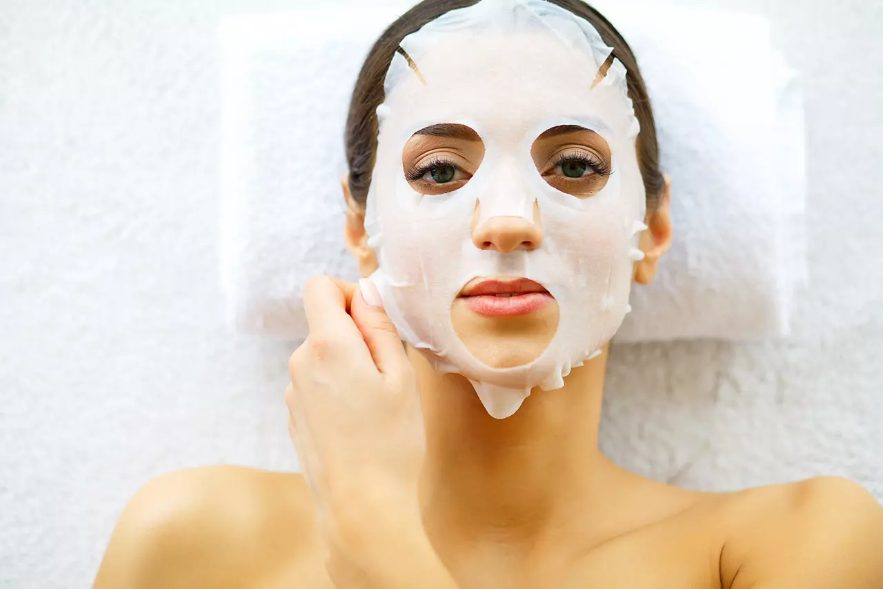 Woman with a face mask on