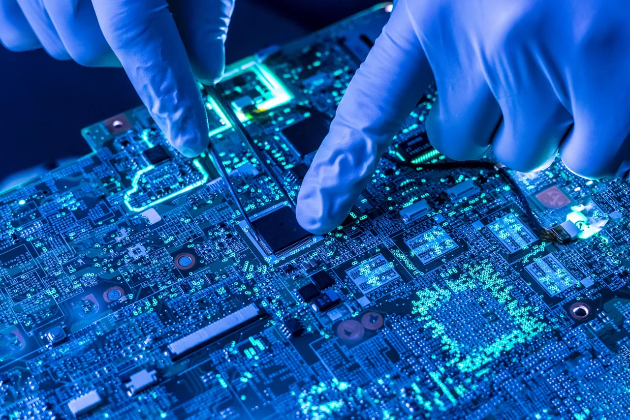 close up beautiful nano electronic technology board