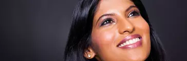 beautiful indian woman looking up
